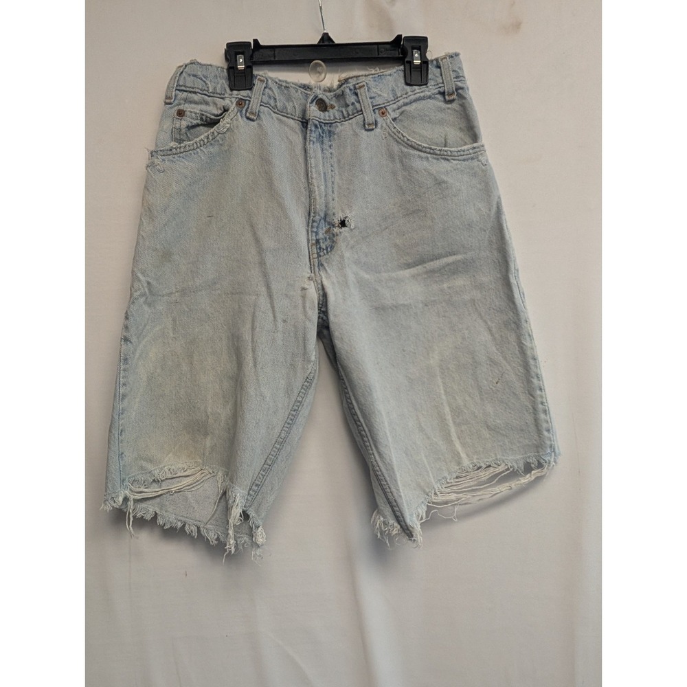 Vintage 93 Levis 550 Light WashDenim Orange Tab Shorts 32 Distressed 13" Jorts‎